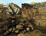 Gustave Courbet Crumbling Rocks painting